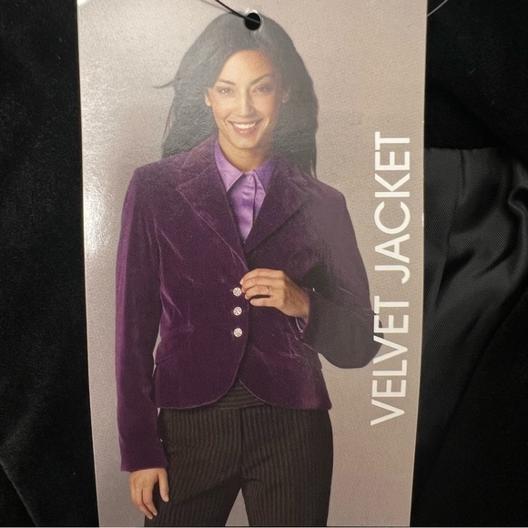 Vtg Y2K Black Velvet Whimsigoth Steampunk Vamp Blazer Jacket Corp Goth Size: 14 - Picture 5 of 16